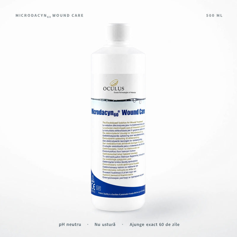Microdacyn Wound Care 500 ml – flacon cu soluție pe bază de acid hipocloros