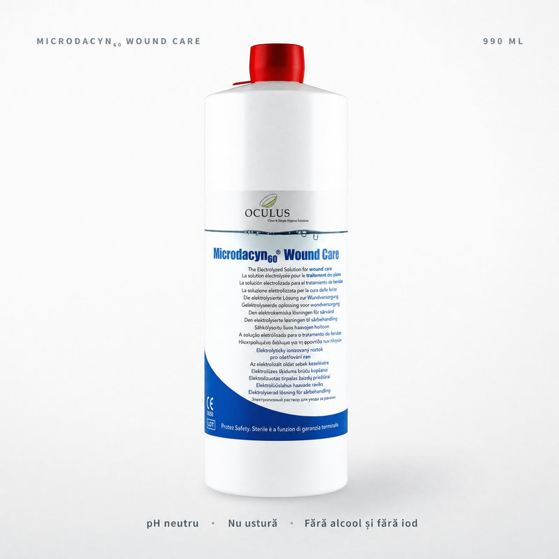 Microdacyn Wound Care 990 ml – flacon mare cu soluție pe bază de acid hipocloros